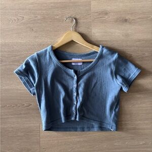 Blue Button-Up Crop top